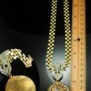 Exotic art nouveau locket Cleopatra vintage bookchain necklace with jeweled snake in her hair