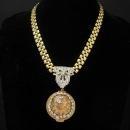 Exotic art nouveau locket Cleopatra vintage bookchain necklace with jeweled snake in her hair