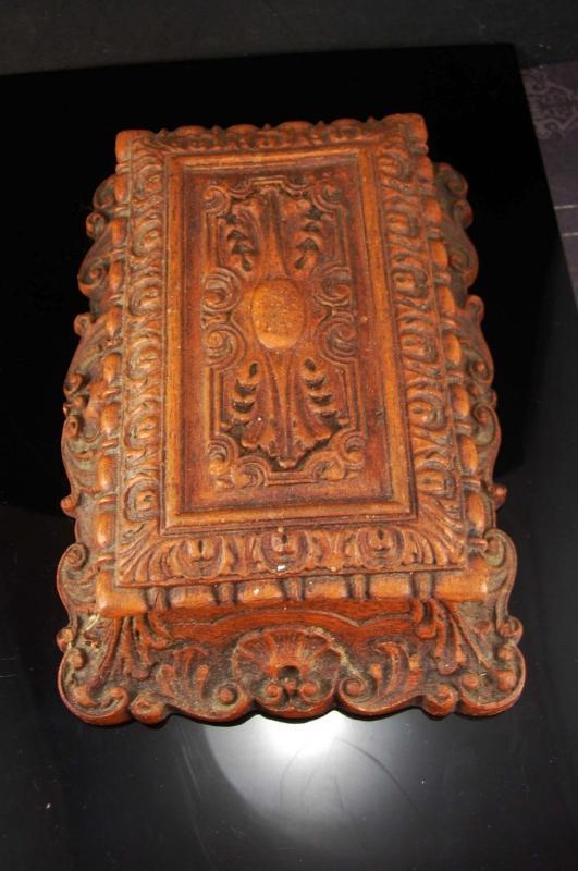 Antique Coffin box Victorian Bible case miniature coffin casket ornate baroque carving Trinket jewelry dresser heirloom vintage chest