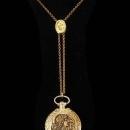 Exotic Mucha Nouveau goddess pocketwatch scent locket on jeweled slide chain