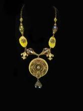 Bohemian Crystal semi PRecious Gothic chandelier OOAK huge DRAMATIC Medallion necklace