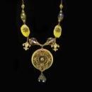 Bohemian Crystal semi PRecious Gothic chandelier OOAK huge DRAMATIC Medallion necklace