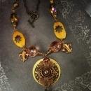 Bohemian Crystal semi PRecious Gothic chandelier OOAK huge DRAMATIC Medallion necklace