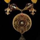 Bohemian Crystal semi PRecious Gothic chandelier OOAK huge DRAMATIC Medallion necklace