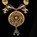 Bohemian Crystal semi PRecious Gothic chandelier OOAK huge DRAMATIC Medallion necklace