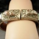 ANTIQUE Bracelet dragon heads flower Enamel Foo dog chinese export figural hand wrought jewelry