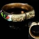 ANTIQUE Bracelet dragon heads flower Enamel Foo dog chinese export figural hand wrought jewelry