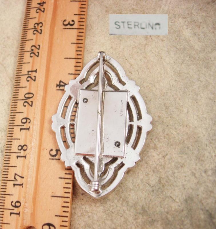 Fancy Sterling Antique Marcasite brooch Initial letter IST LSI peronalized art deco silver estate heirloom art deco vintage jewelry