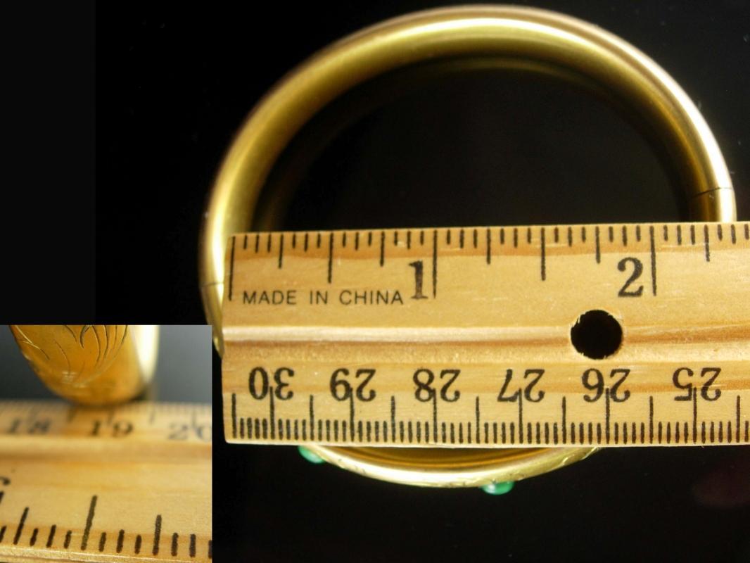 Antique Victorian Bracelet Vintage hinged bangle Malachite signed vintage gold Fancy etchings