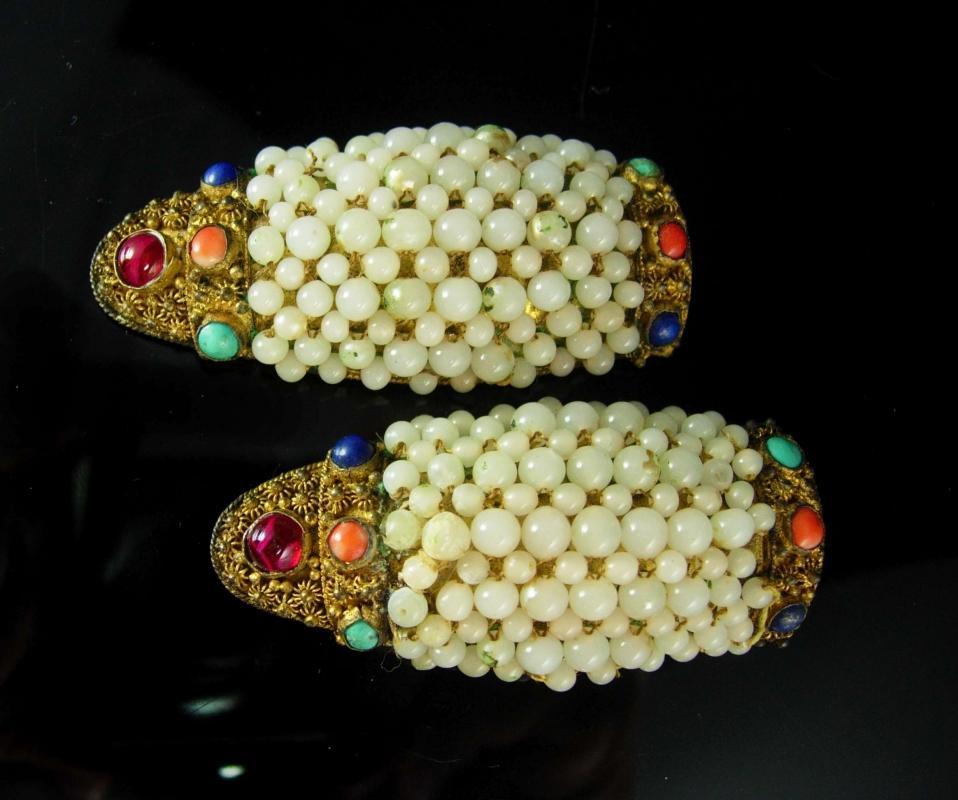 Antique Dress clips Chinese export jewelry rare estate jewelry Filigree dress clip set China export jewellery vintage chinese dress clips