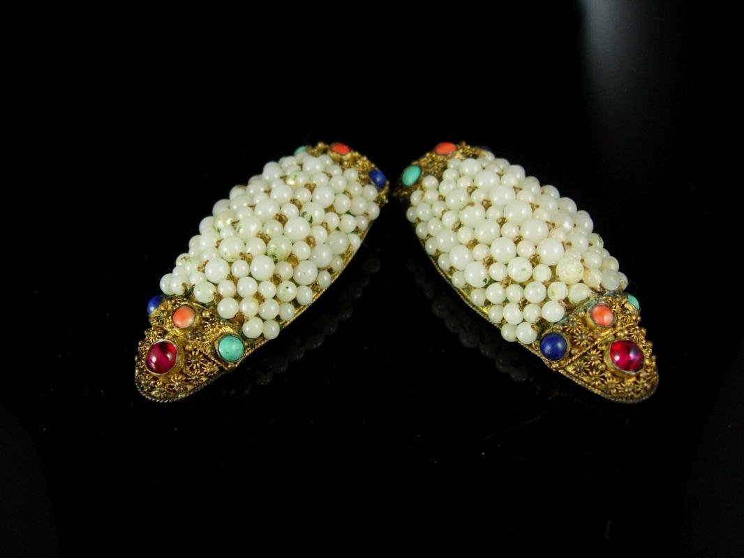 Antique Dress clips Chinese export jewelry rare estate jewelry Filigree dress clip set China export jewellery vintage chinese dress clips