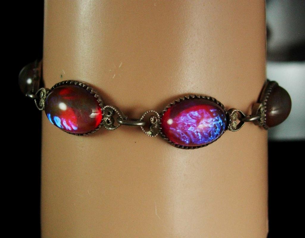 ART DECO Bracelet Hauntingly beautiful Jelly opal bracelet sterling dragons BREATH Bracelet 1920's vintage silver filigree
