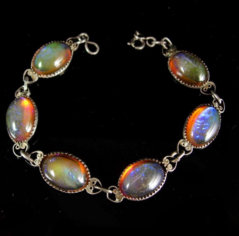 ART DECO Bracelet Hauntingly beautiful Jelly opal bracelet sterling dragons BREATH Bracelet 1920's vintage silver filigree
