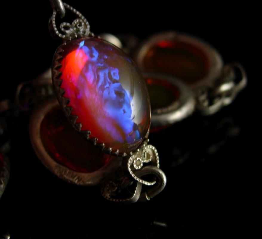 ART DECO Bracelet Hauntingly beautiful Jelly opal bracelet sterling dragons BREATH Bracelet 1920's vintage silver filigree