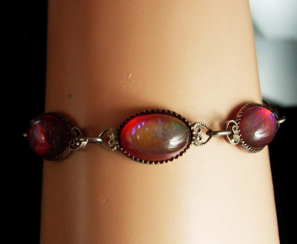 ART DECO Bracelet Hauntingly beautiful Jelly opal bracelet sterling dragons BREATH Bracelet 1920's vintage silver filigree