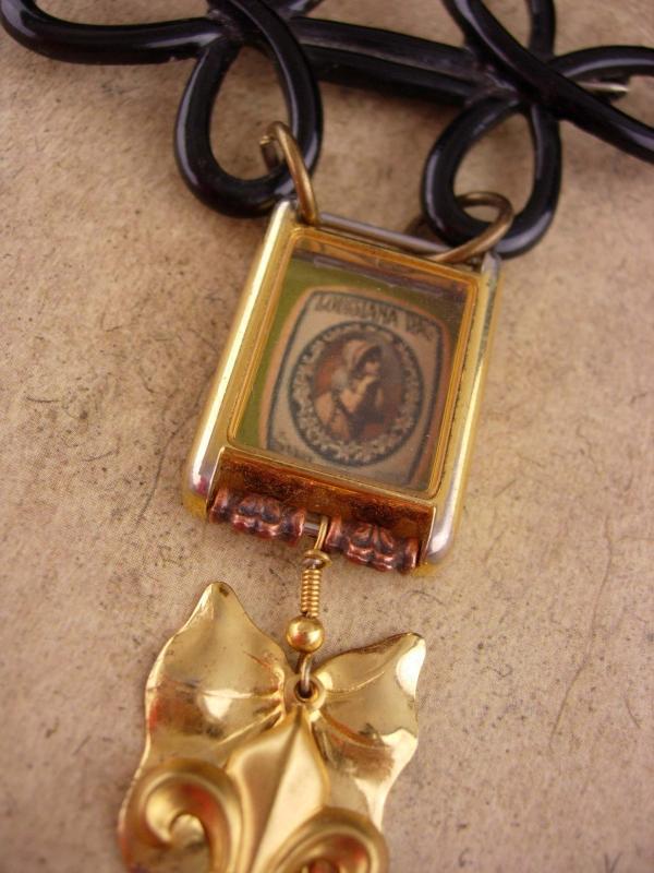 VIntage brooch 1897 Louisiana Rag music brooch assemblage charm watch fob brooch with miniature glass cased music