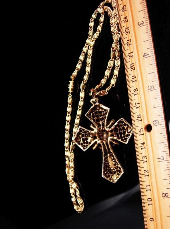 Medieval necklace Cross necklace Gothic Dragons EGG Glass gold Cross necklace