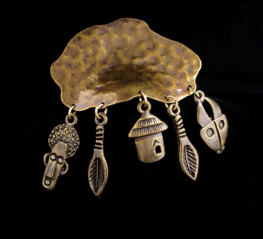 Primitive African Mask charm Brooch