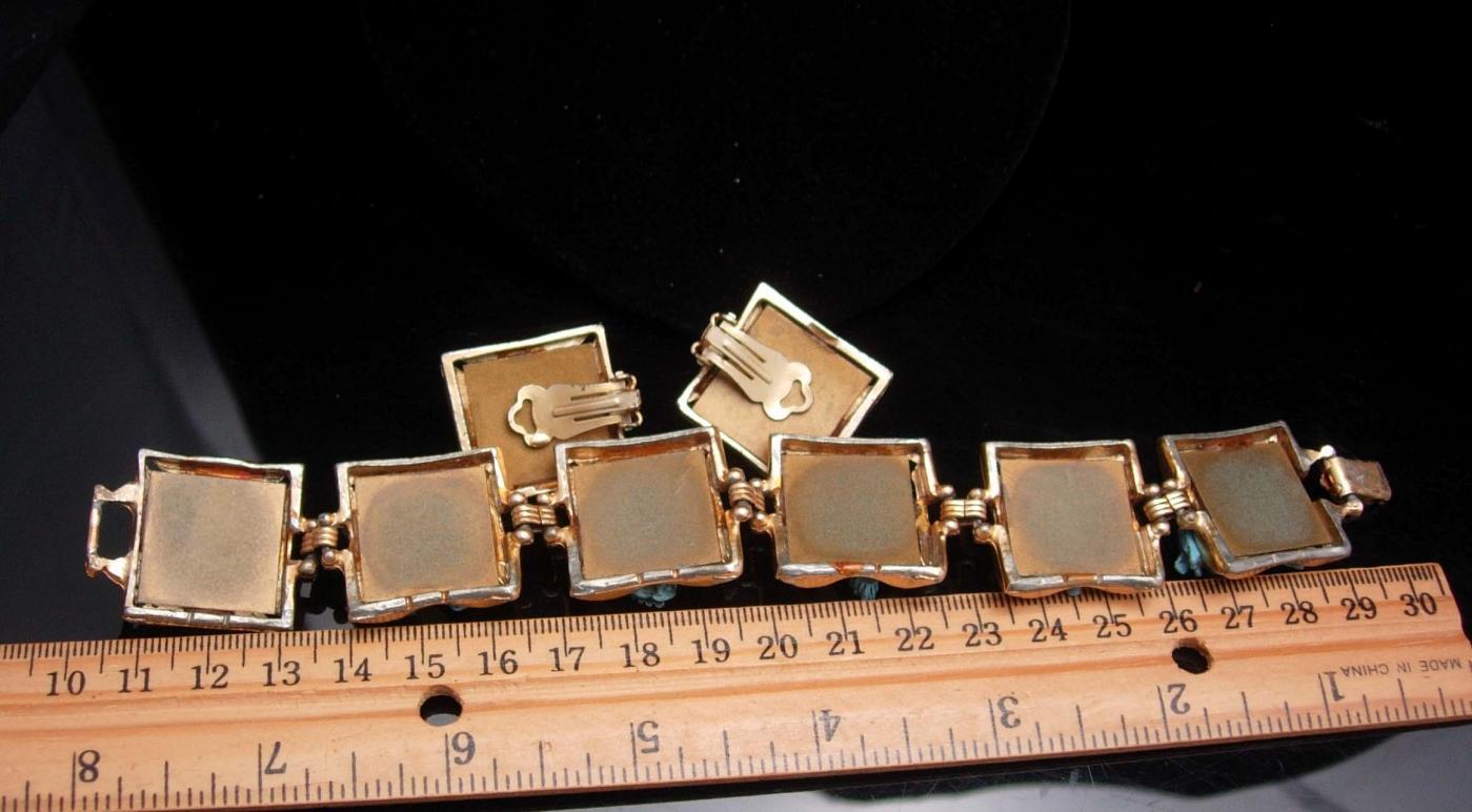 Dragon set VINTAGE ENAMEL medieval DRAGON Devil bracelet earrings parure