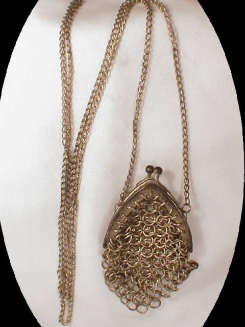 OLD LARGE LINK chain Mail chatelaine mini purse