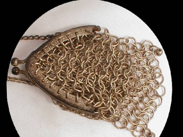 OLD LARGE LINK chain Mail chatelaine mini purse
