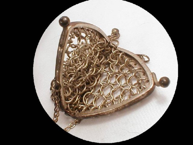 OLD LARGE LINK chain Mail chatelaine mini purse