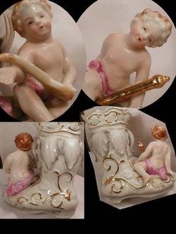 PAIR Victorian CHERUB Glass SHOE shoes