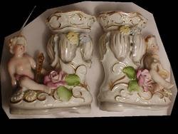 PAIR Victorian CHERUB Glass SHOE shoes