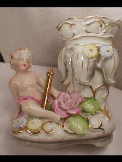 PAIR Victorian CHERUB Glass SHOE shoes