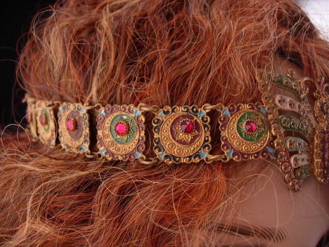 Antique czech earrings / moon star jewelry / Butterfly headband/ art nouveau jewelry / Vintage Czech Enamel / Antique estate jewelry / gypsy