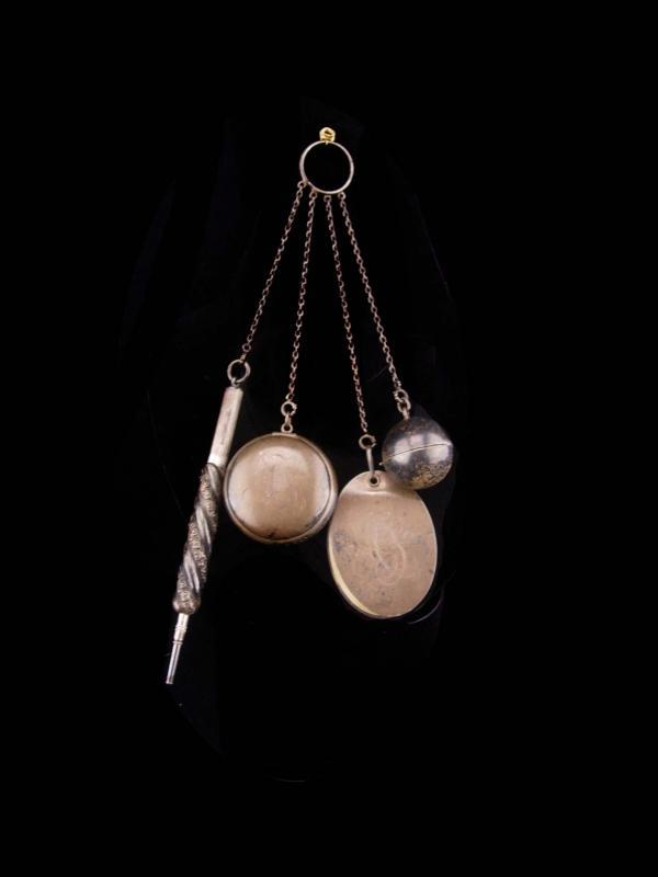 Antique sterling Chatelaine / dance card / compact coin holder / mechanical pencil / Fully hallmarked / silver finger ring