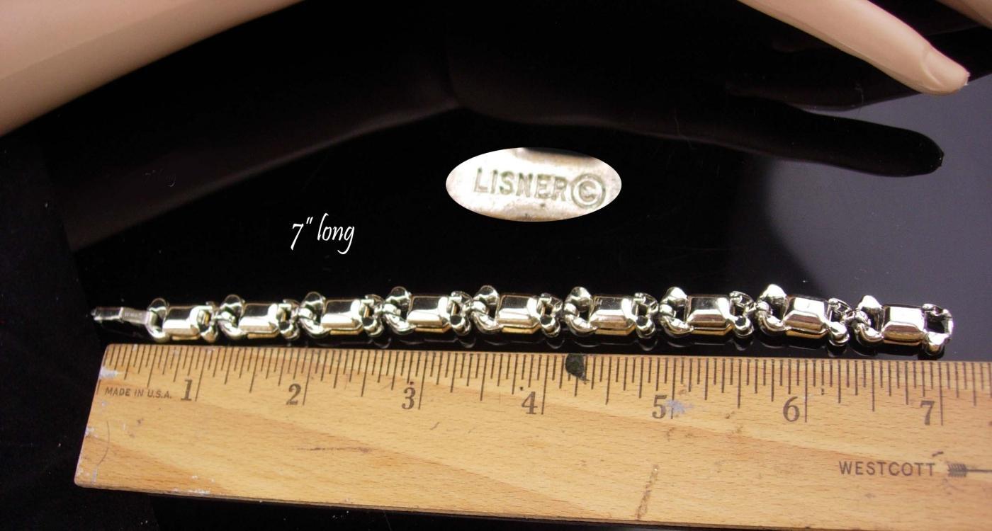 Vintage Lisner bracelet / Dazzling signed jewelry / smokey topaz glass / aurora borealis silver plate bracelet