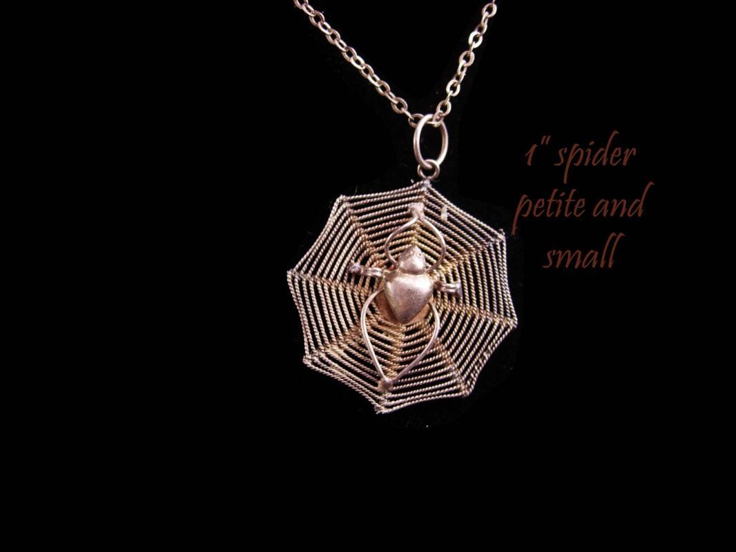 Antique Victorian necklace / sterling Spider Web / Gothic necklace / estate jewelry / 16