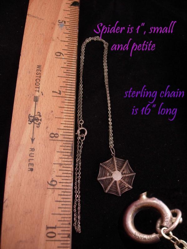 Antique Victorian necklace / sterling Spider Web / Gothic necklace / estate jewelry / 16