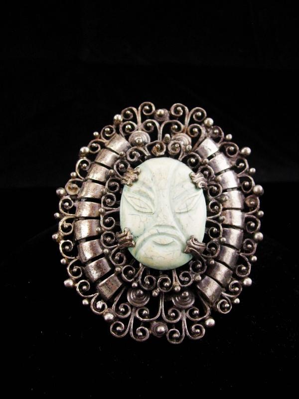 HUGE Vintage mask brooch / 3