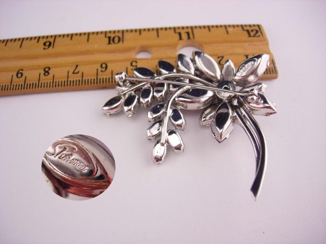 Sherman Alexandrite brooch / Signed purple pin / vintage costume jewelry / floral lapel pin / flower jewelry / estate jewelry