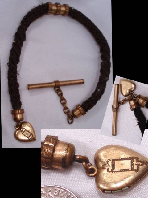 1800's Mourning HAIR watch chain & LOCKET