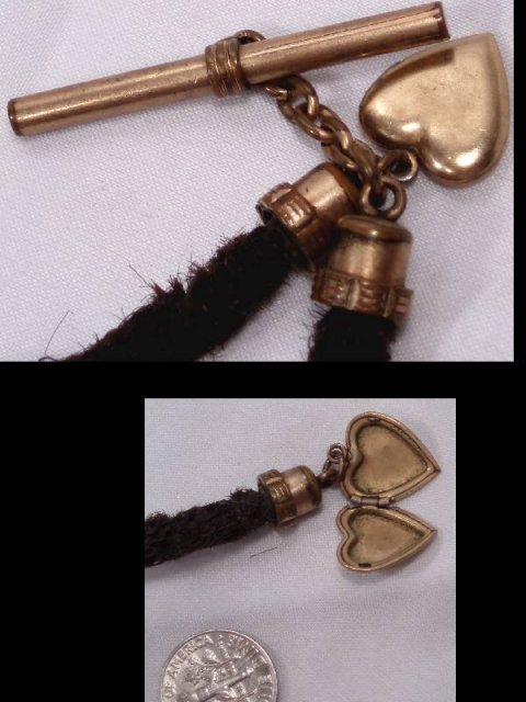 1800's Mourning HAIR watch chain & LOCKET