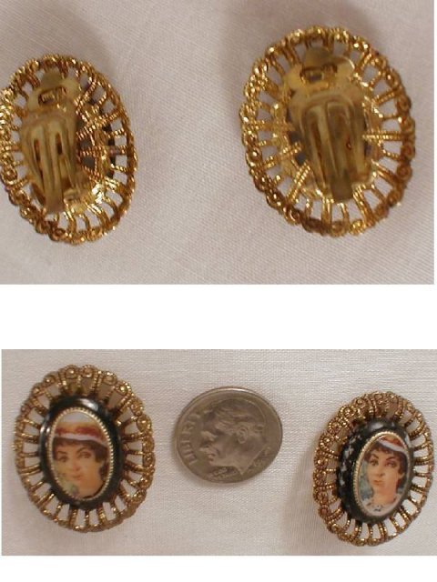 Vintage west German Flapper Clip on Earrings
