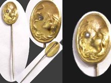 ART Nouveau WOMAN figural goddess Diamond stickpin