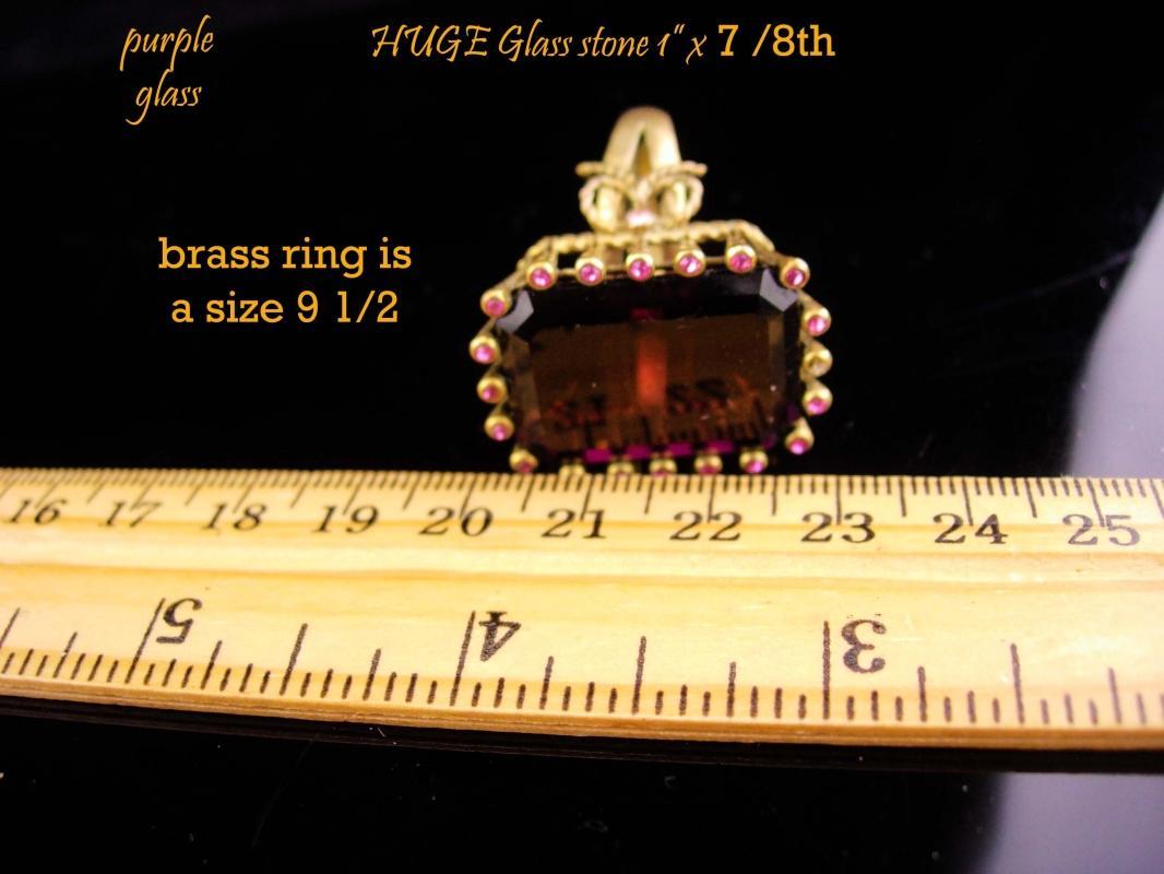 HUGE Ring / Amethyst costume ring / Dramatic setting / February Birthstone / size 9 1/2 / Aquarius horoscope sign