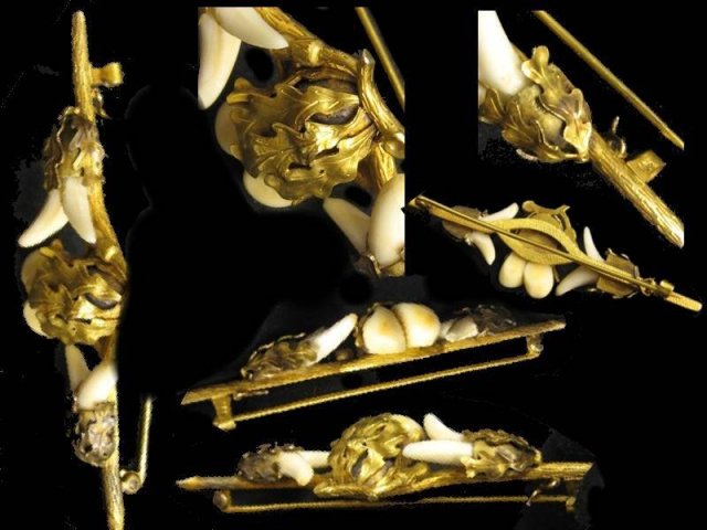 RARE 14KT GOLD PRe Civil war Aesthetic tooth brooch