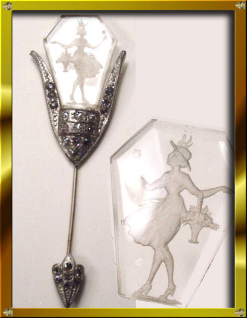 20s DECO Mary Gregory Glass rhinestone stickpin
