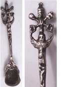 OLD Italian SILVER Snake cherub Brooch salt