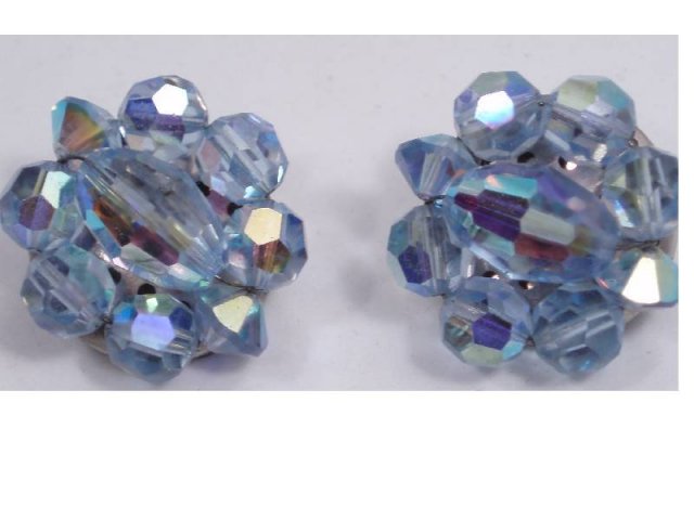 Vintage BLUE BIG GLASS NEcklace ER faceted