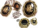 VIntage Victorian Cupid Black GOld Cameo brooch & RING too