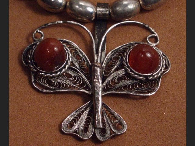 STERLING Modernist Necklace carnelian pendant