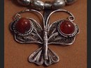STERLING Modernist Necklace carnelian pendant