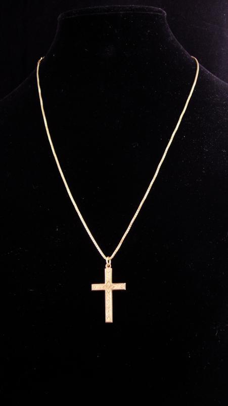 Antique Victorian Cross / 1/20th 14 kt gold filled chain / antique cross / Victorian jewelry / 24
