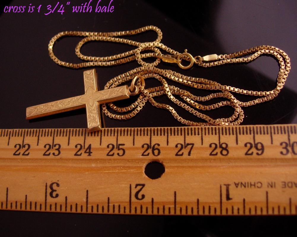 Antique Victorian Cross / 1/20th 14 kt gold filled chain / antique cross / Victorian jewelry / 24